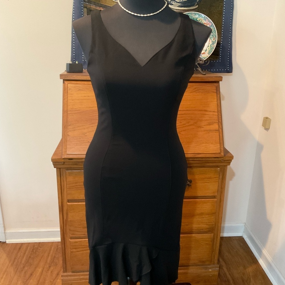 White House Black Market Black Sheath V-Neck Midi Dress